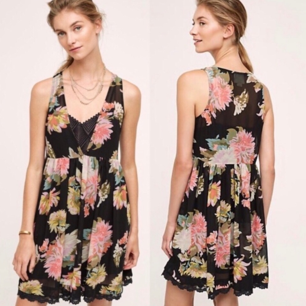 Anthropologie Maeve Violeta Floral Dress Size XS Baby Doll Dress
